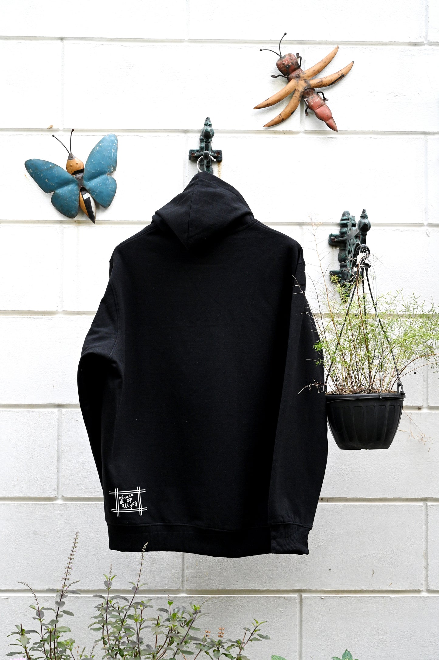 Black hoodie with multicolour print (unisex)