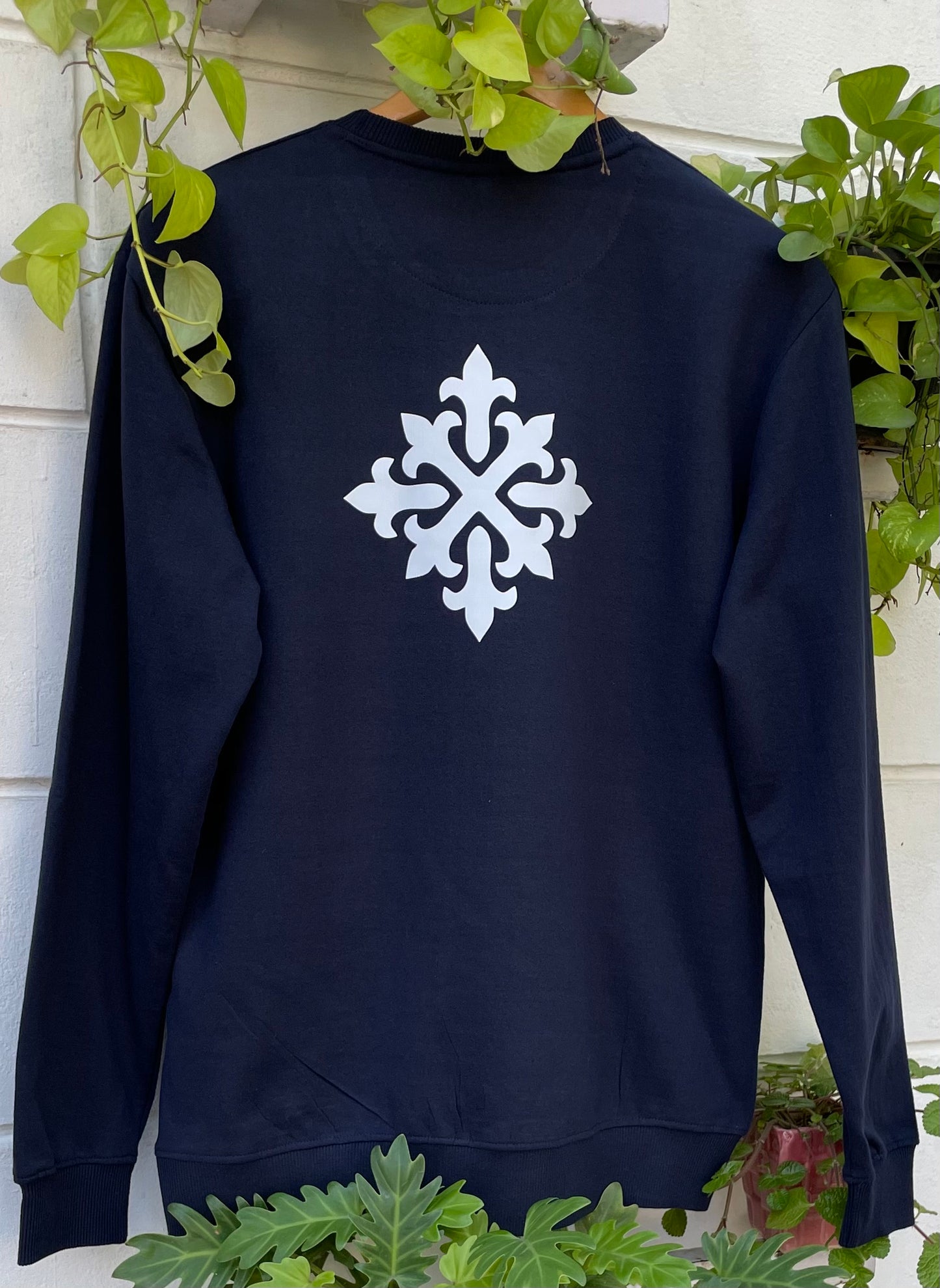 Navy Blue Sweatshirt with Moroccan Pattern (Unisex)
