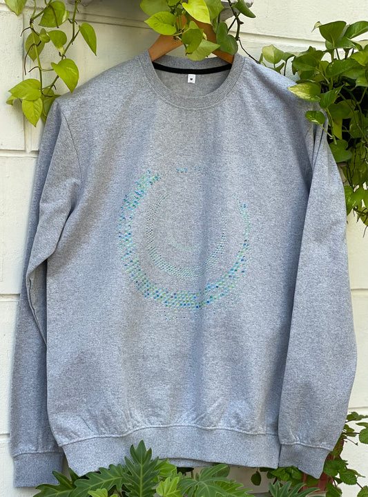 Grey Sweatshirt with Abstract Circle (Unisex)