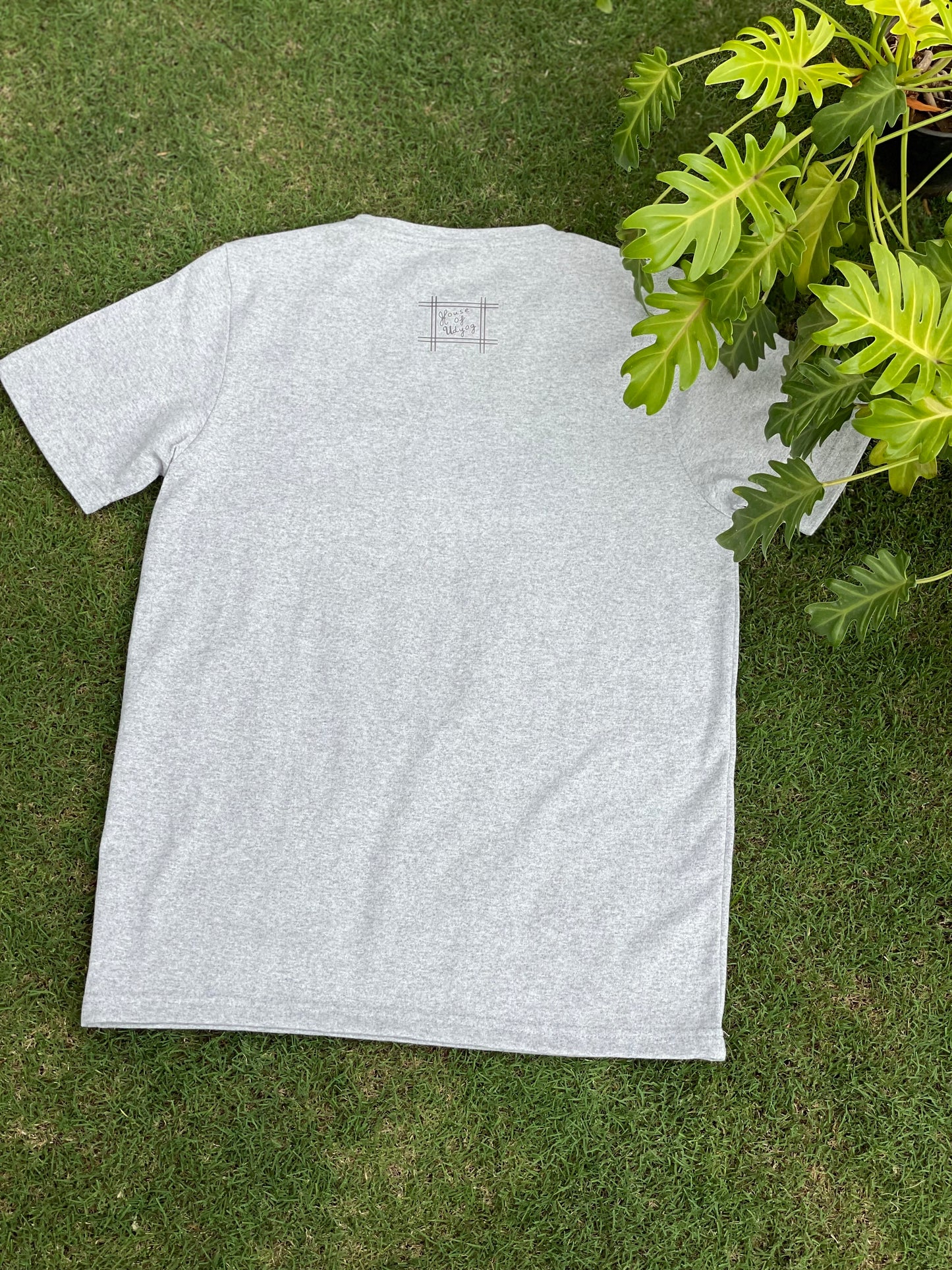 Melange grey pocket print loungewear set of t-shirt & track pants (men, slim fit)