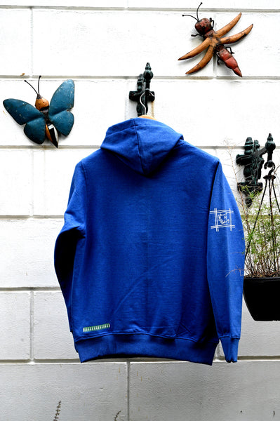 Blue hoodie with multicolour print (unisex)