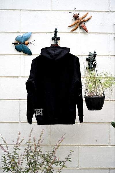 Black - light sweatshirt with hoodie, alien print (unisex)