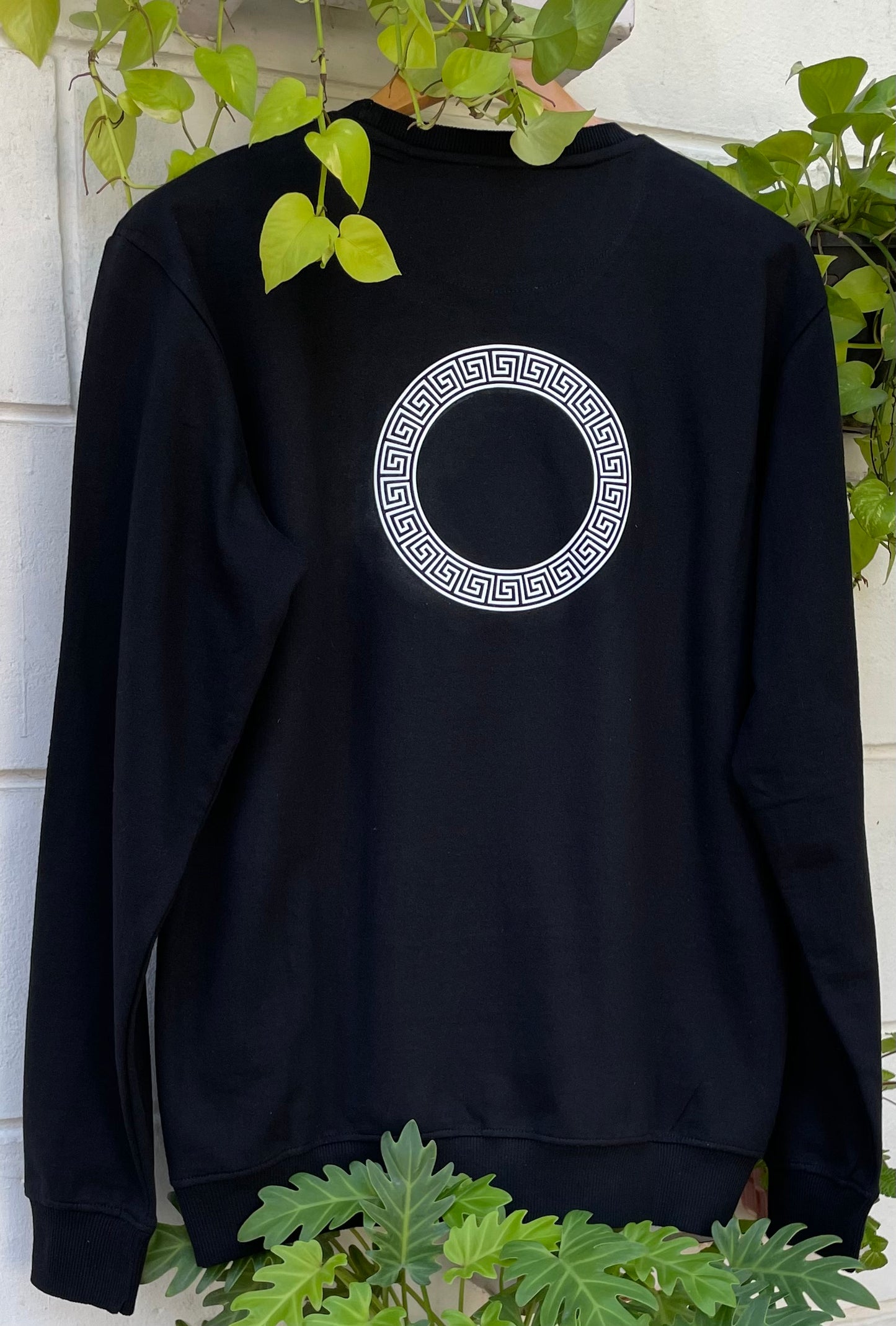 Black Sweatshirt with Meander Pattern (Unisex)
