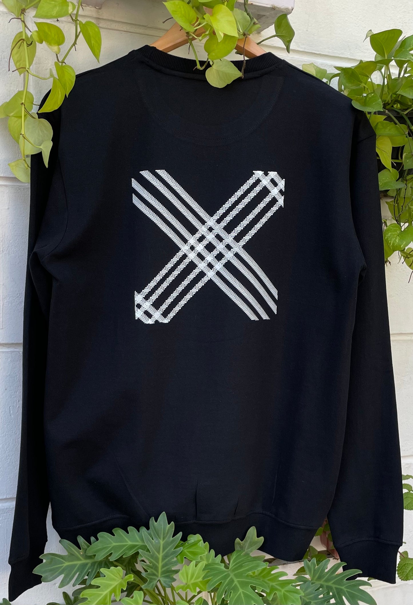 Black Sweatshirt with Herringbone Design (Unisex)