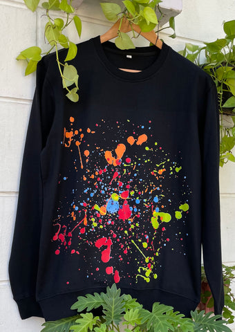 Black Sweatshirt with Splatter Design (Unisex)