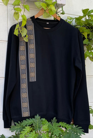 Black Sweatshirt with Greek Motif (Unisex)