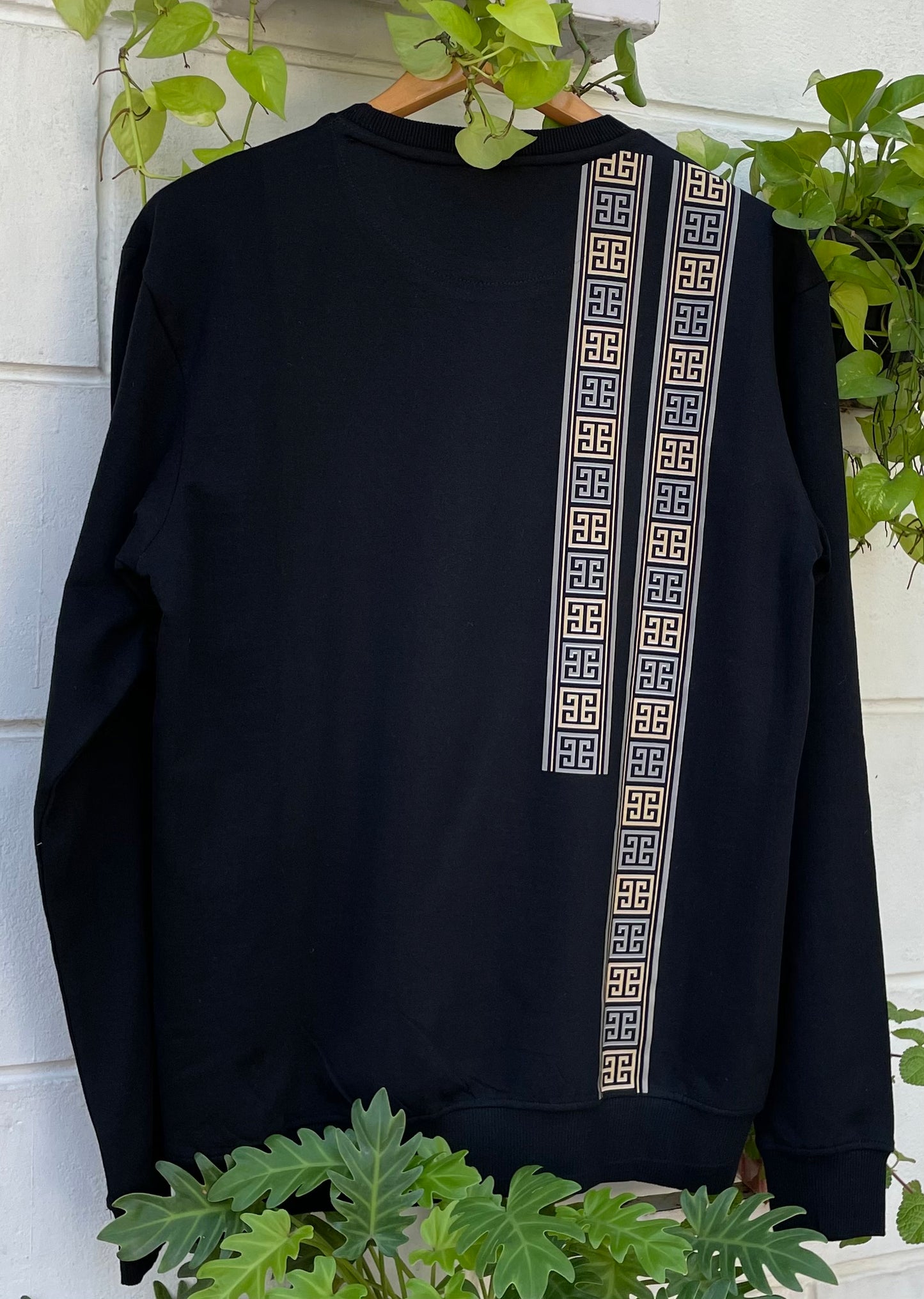 Black Sweatshirt with Greek Motif (Unisex)